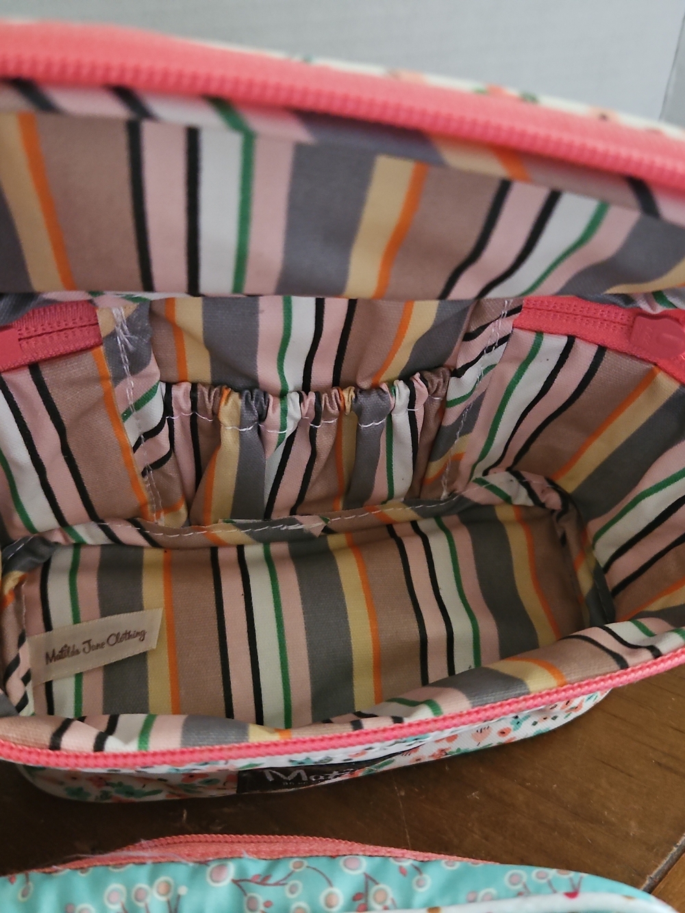 Matilda Jane Floral Cosmetic Bag Trio in Aqua, Coral, Mint - Picture 3 of 7